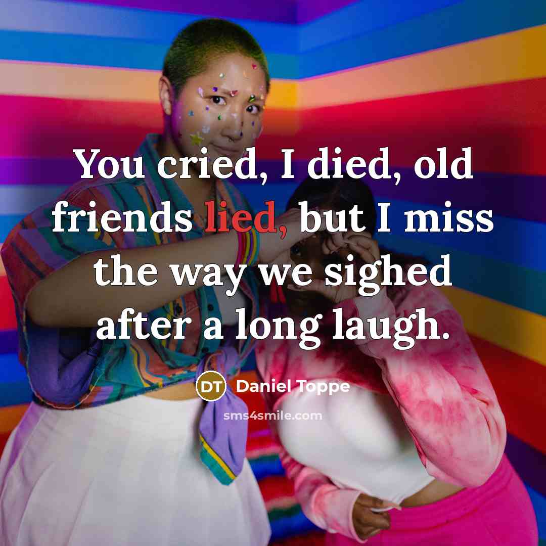 “You cried, I died, old friends lied, but I miss…” quote by Daniel Toppe