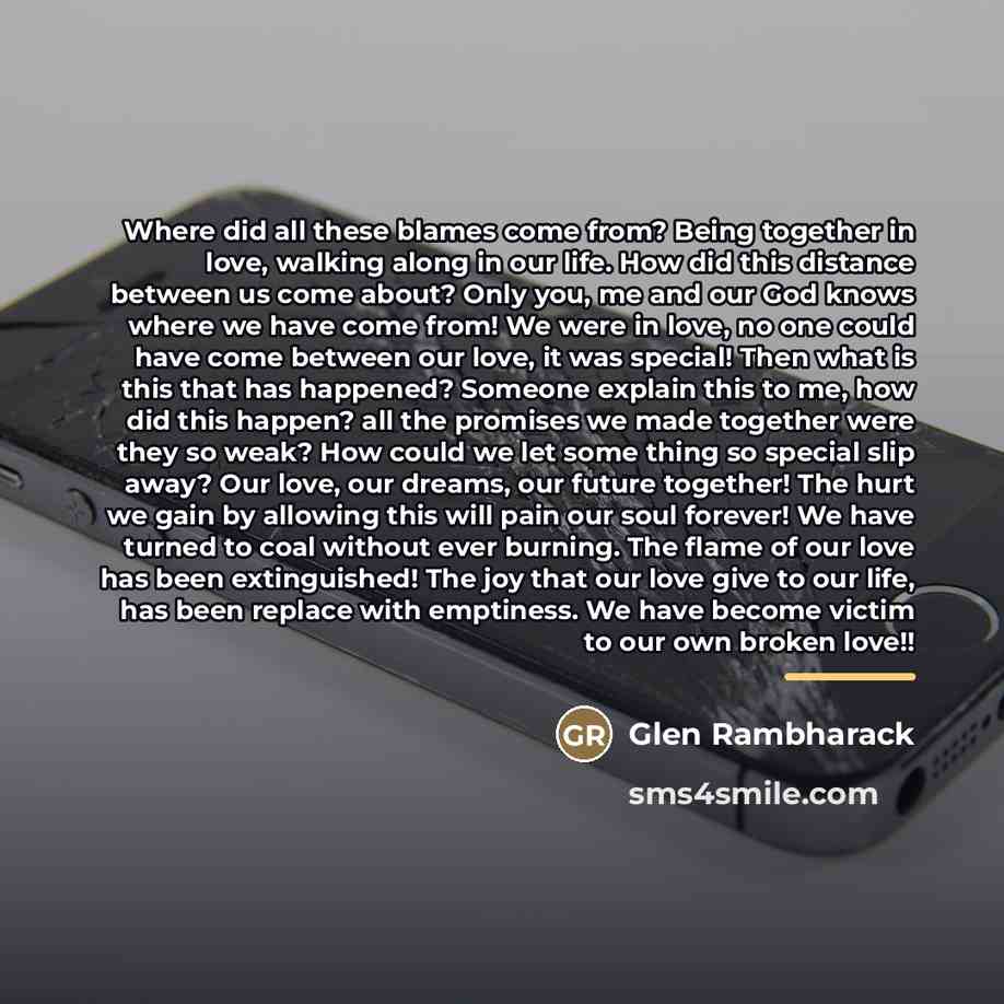 “Where did all these blames come from? Being together in…” quote by Glen Rambharack