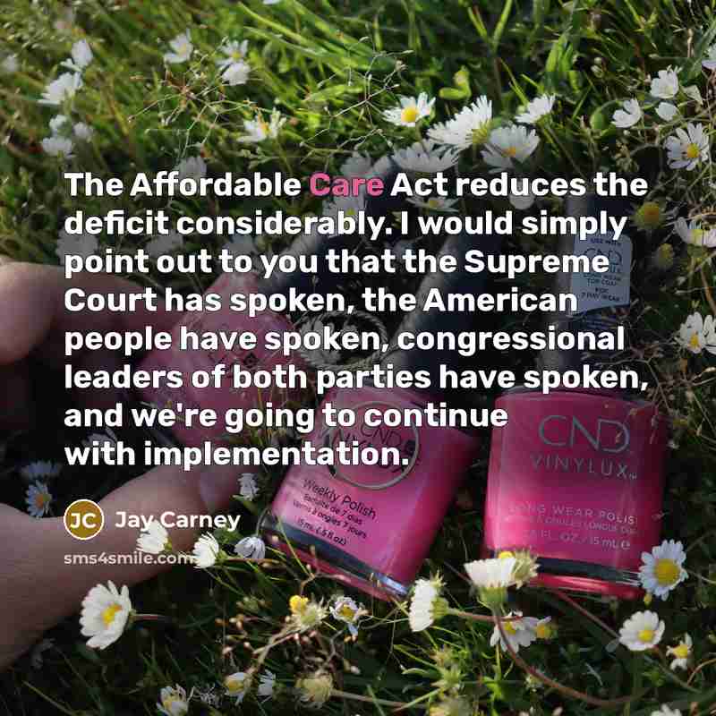 “The Affordable Care Act reduces the deficit considerably. I would…” quote by Jay Carney