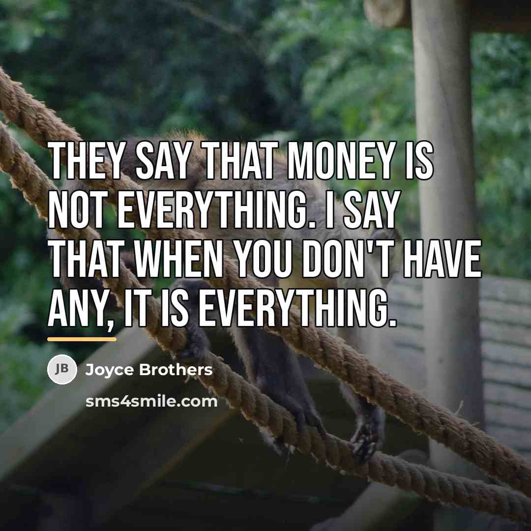 “They say that money is not everything. I say that…” quote by Joyce Brothers