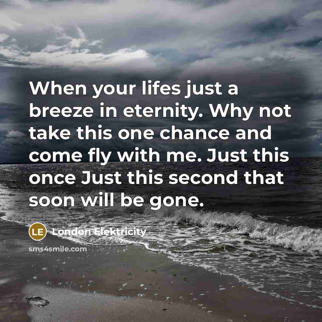 “When your lifes just a breeze in eternity. Why not…” quote by London Elektricity