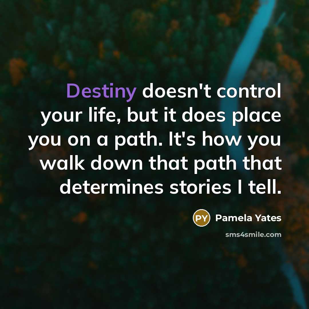 “Destiny doesn't control your life, but it does place you…” quote by Pamela Yates