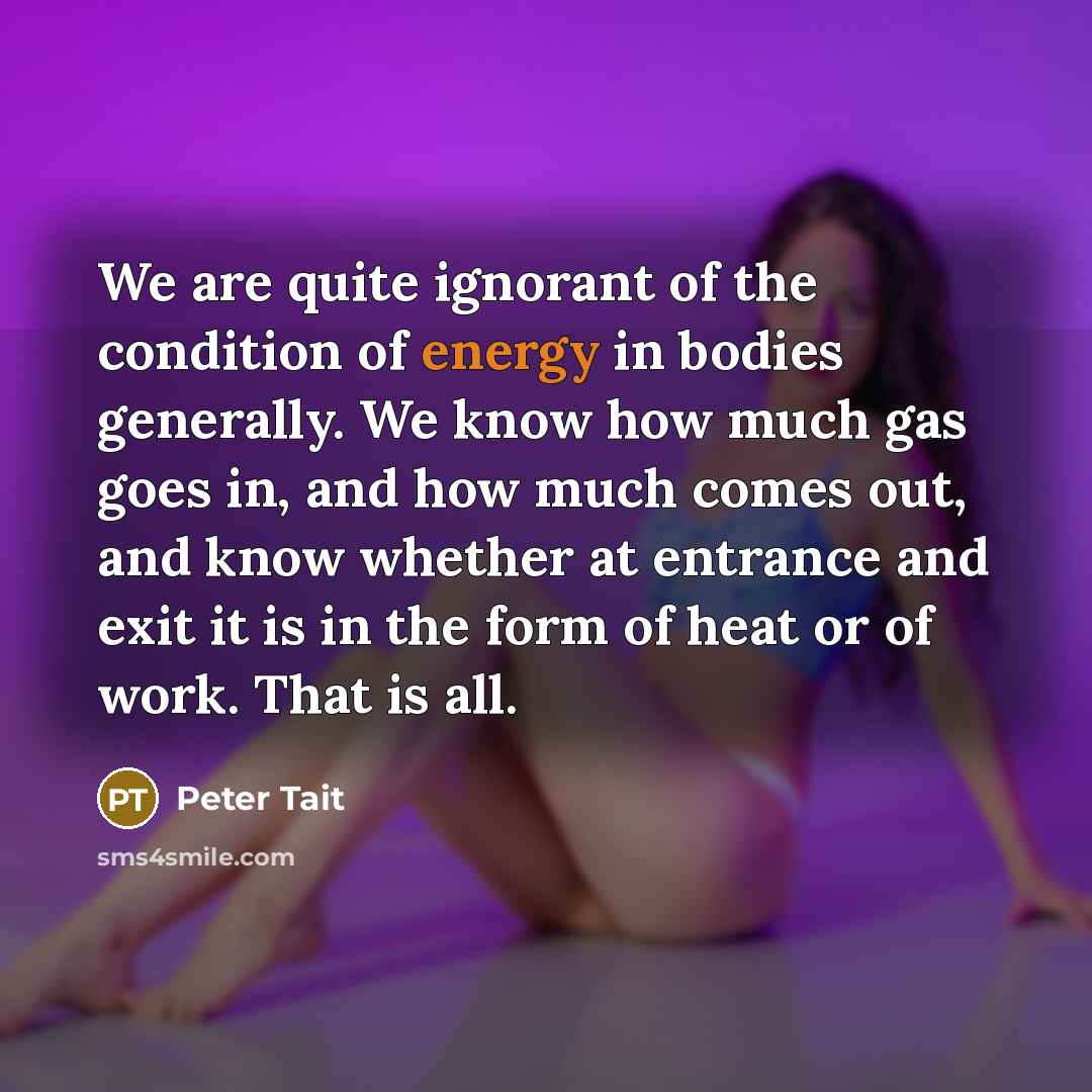 “We are quite ignorant of the condition of energy in…” quote by Peter Tait