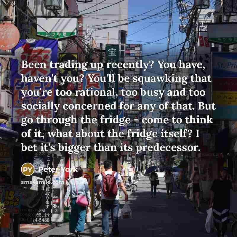 “Been trading up recently? You have, haven't you? You'll be…” quote by Peter York