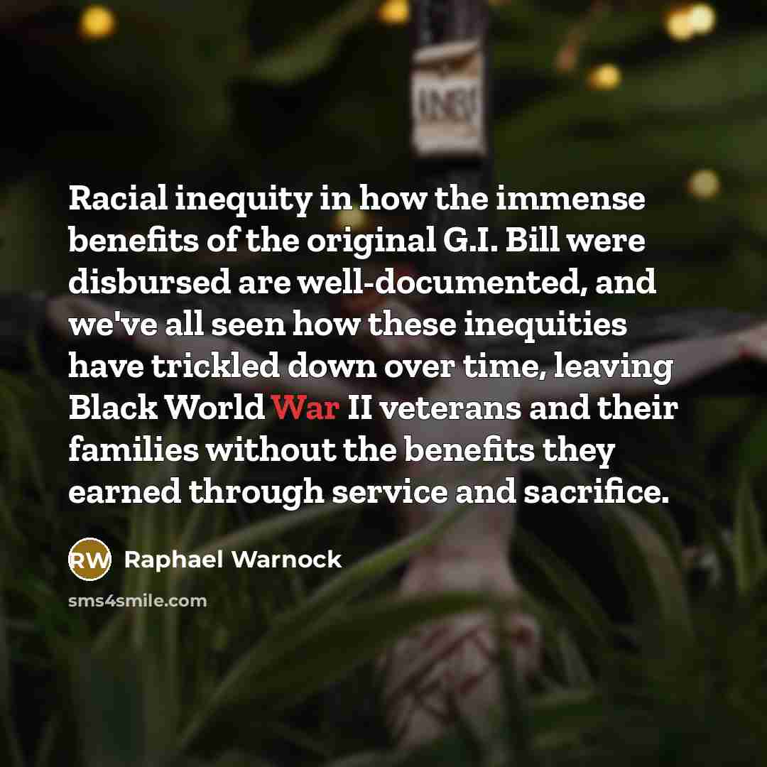 “Racial inequity in how the immense benefits of the original…” quote by Raphael Warnock