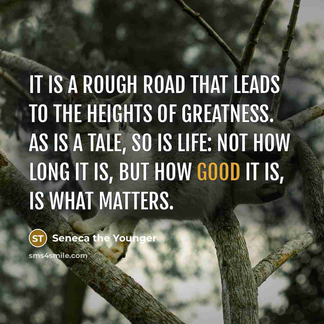 “It is a rough road that leads to the heights…” quote by Seneca the Younger