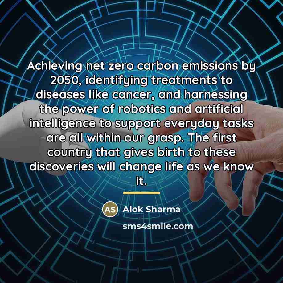 “Achieving net zero carbon emissions by 2050, identifying treatments to…” quote by Alok Sharma