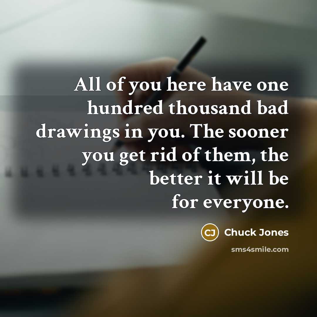 “All of you here have one hundred thousand bad drawings…” quote by Chuck Jones