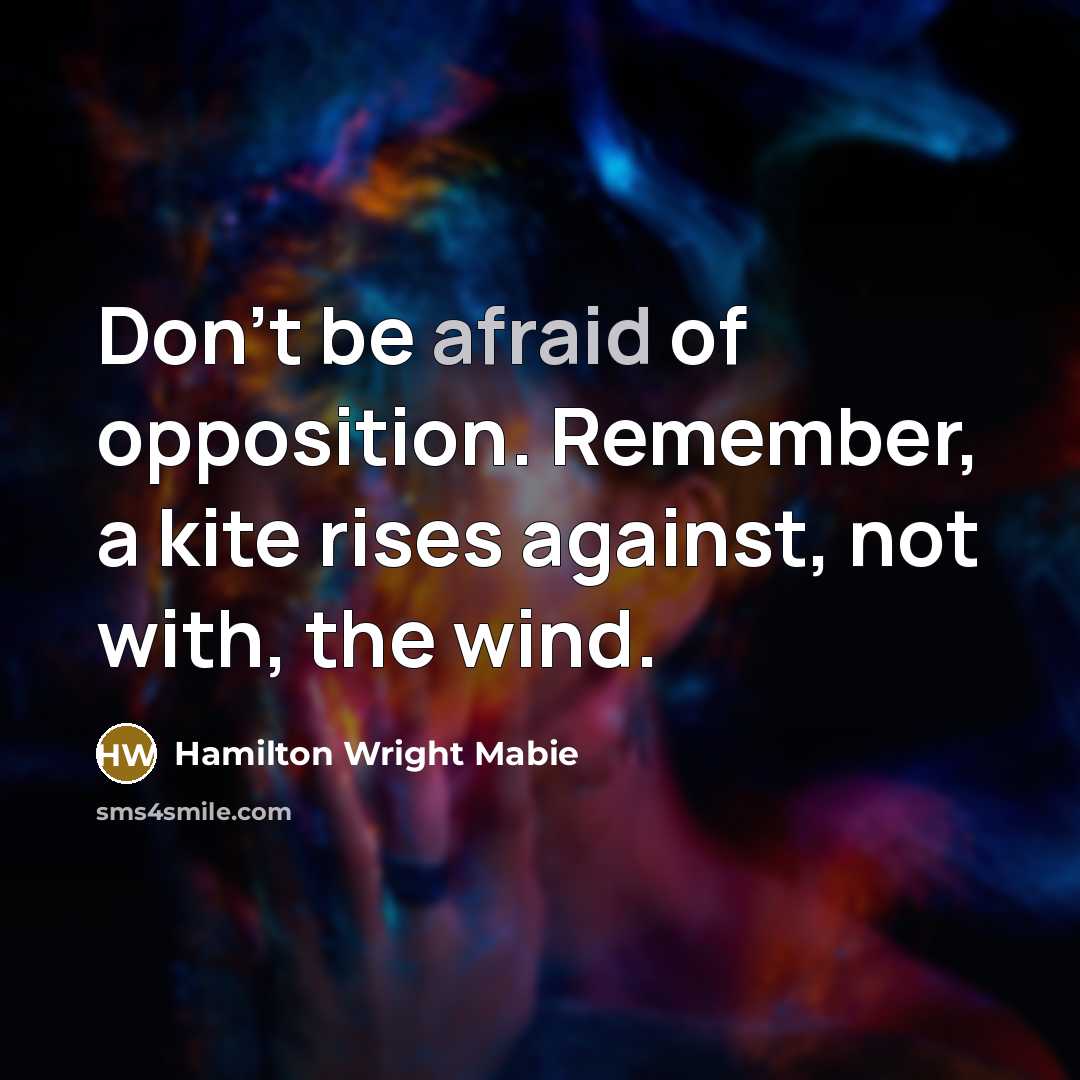 “Don't be afraid of opposition. Remember, a kite rises against,…” quote by Hamilton Wright Mabie