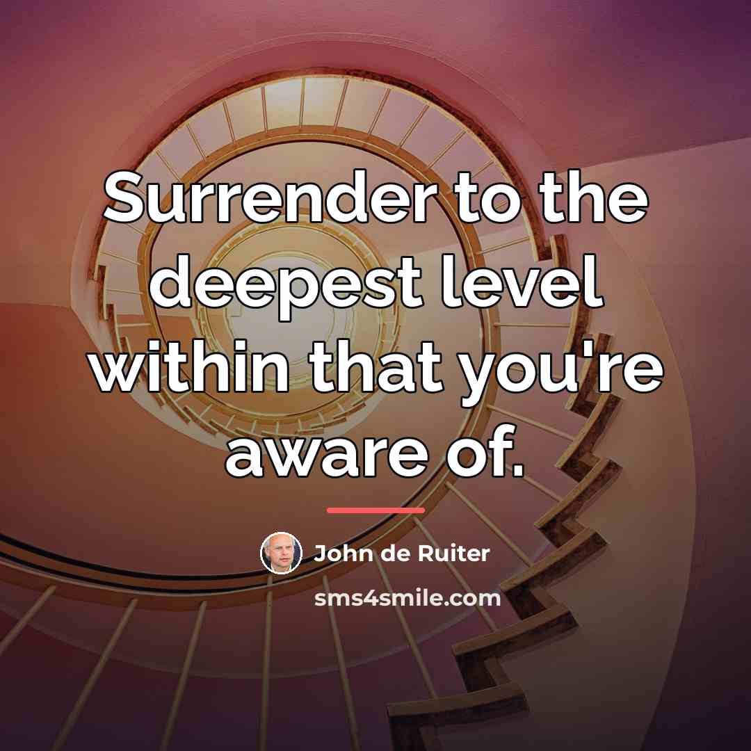 “Surrender to the deepest level within that you're aware of.…” quote by John de Ruiter