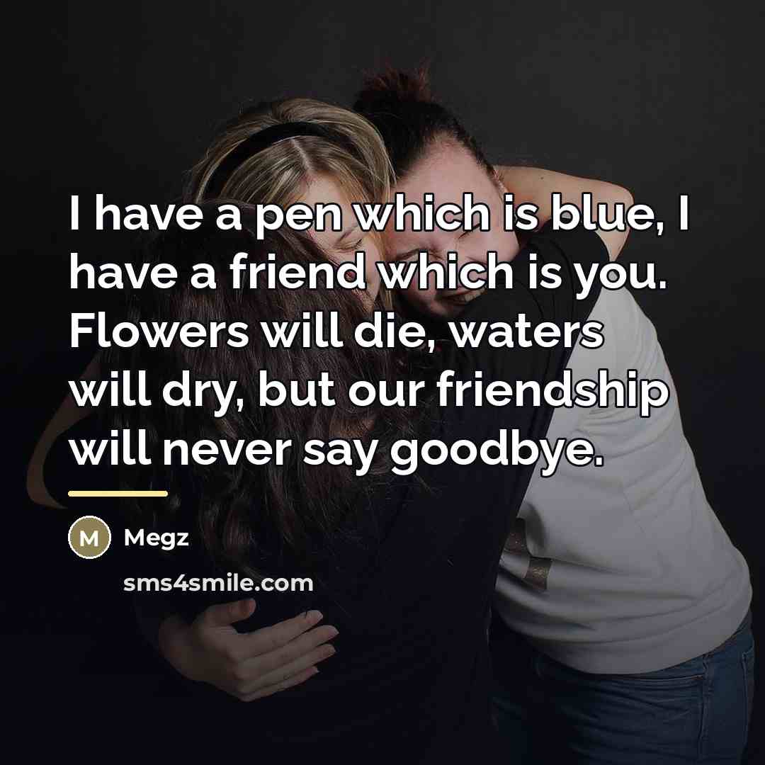 “I have a pen which is blue, I have a…” quote by Megz