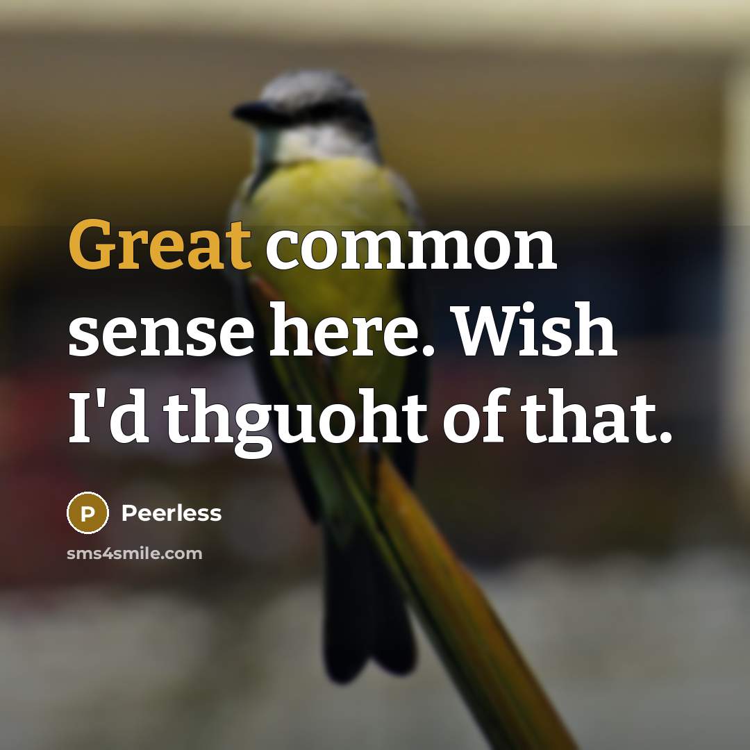 “Great common sense here. Wish I'd thguoht of that.” quote by Peerless