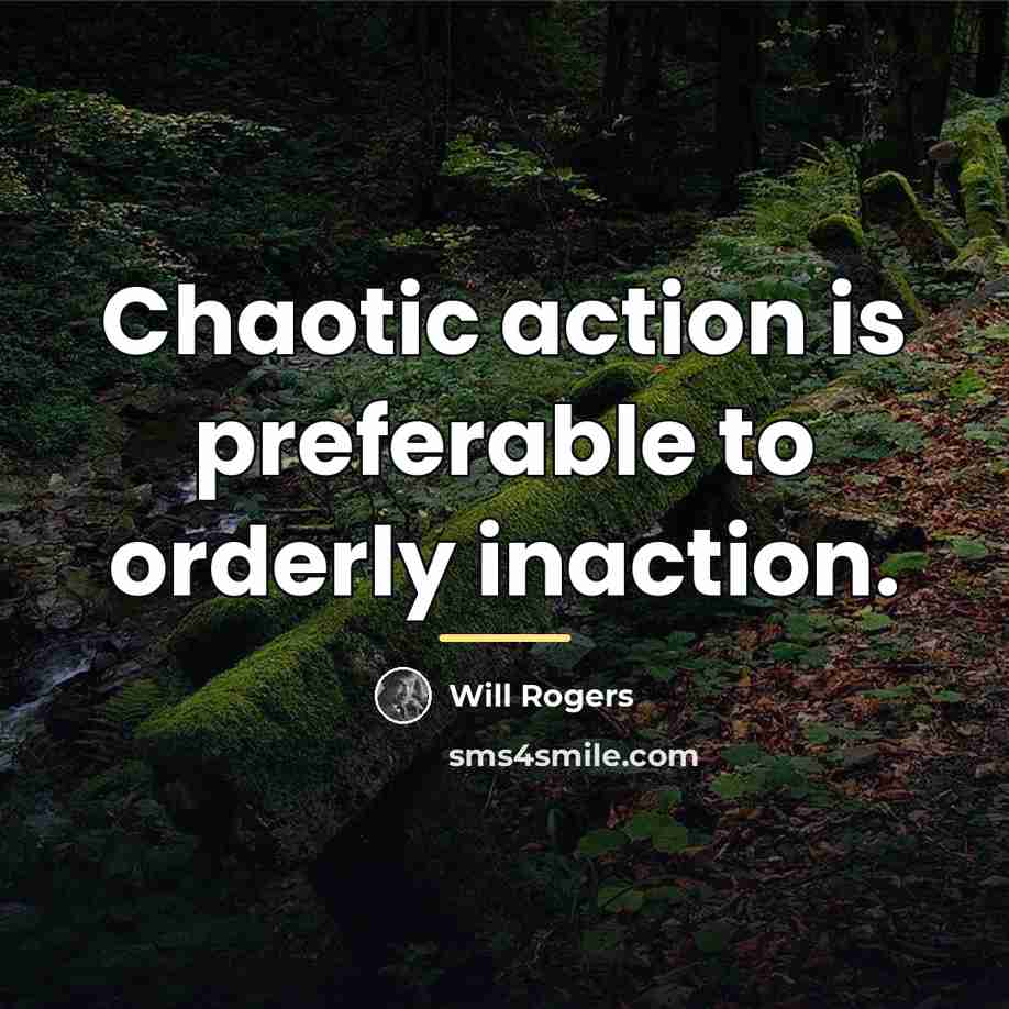 “Chaotic action is preferable to orderly inaction.…” quote by Will Rogers