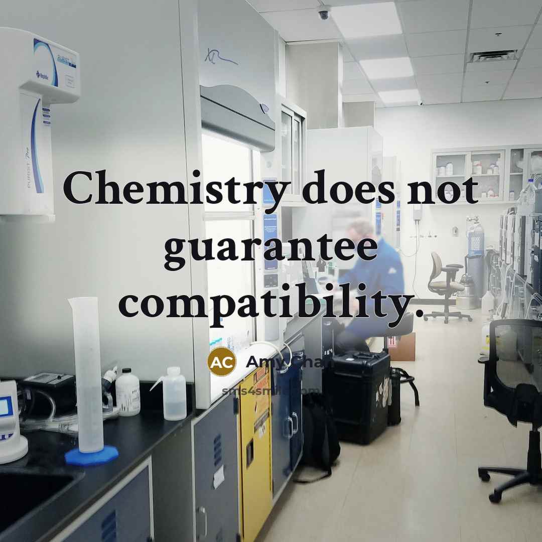 “Chemistry does not guarantee compatibility.…” quote by Amy Chan