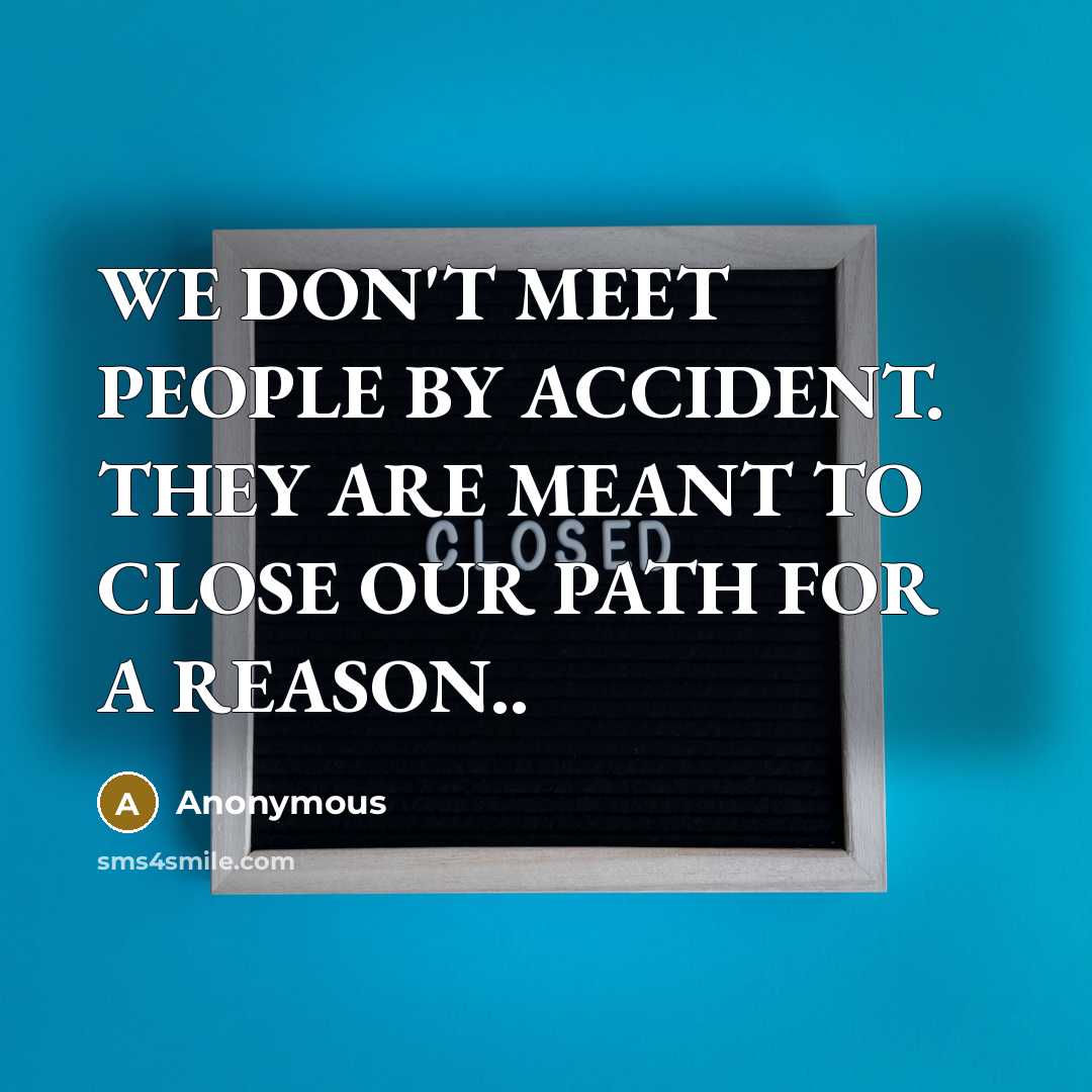“WE DON'T MEET PEOPLE BY ACCIDENT. THEY ARE MEANT TO…” quote by Anonymous