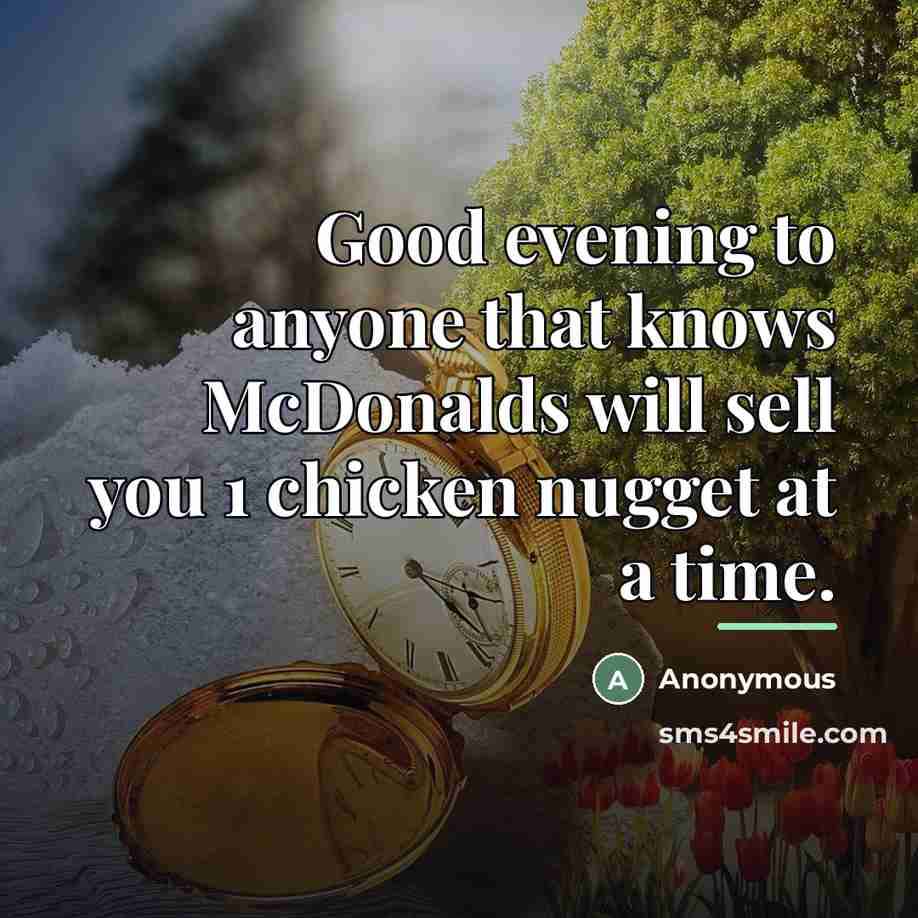 “Good evening to anyone that knows McDonalds will sell you…” quote by Anonymous