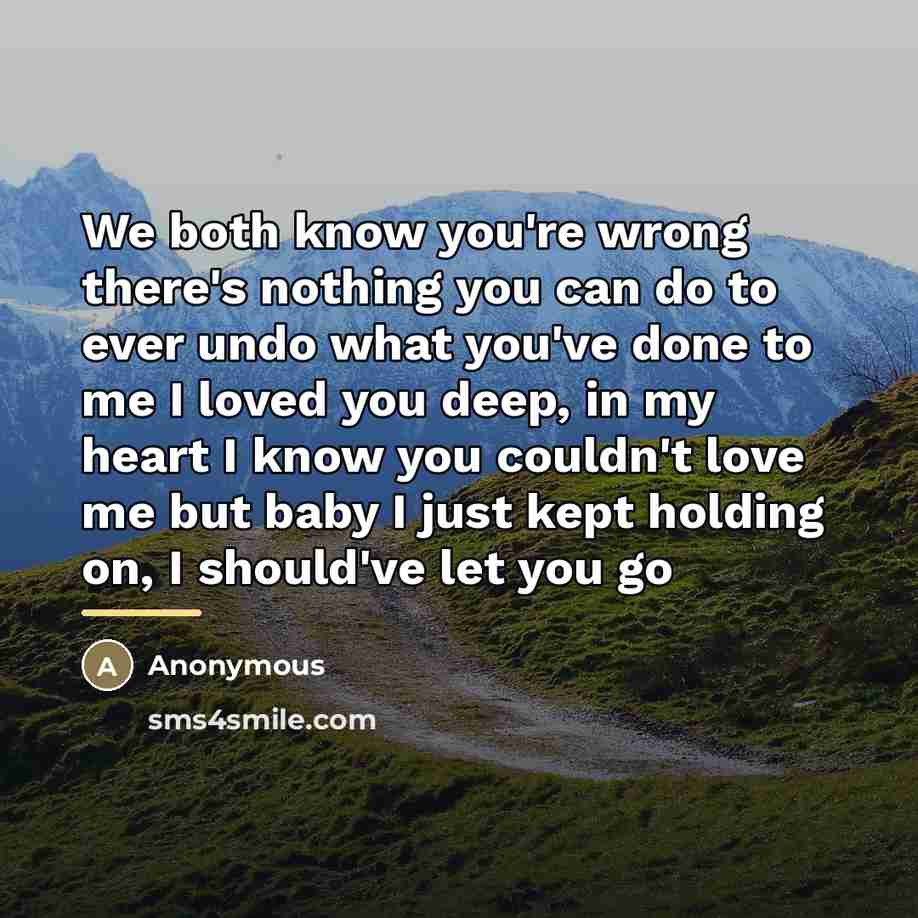 “We both know you're wrong there's nothing you can do…” quote by Anonymous