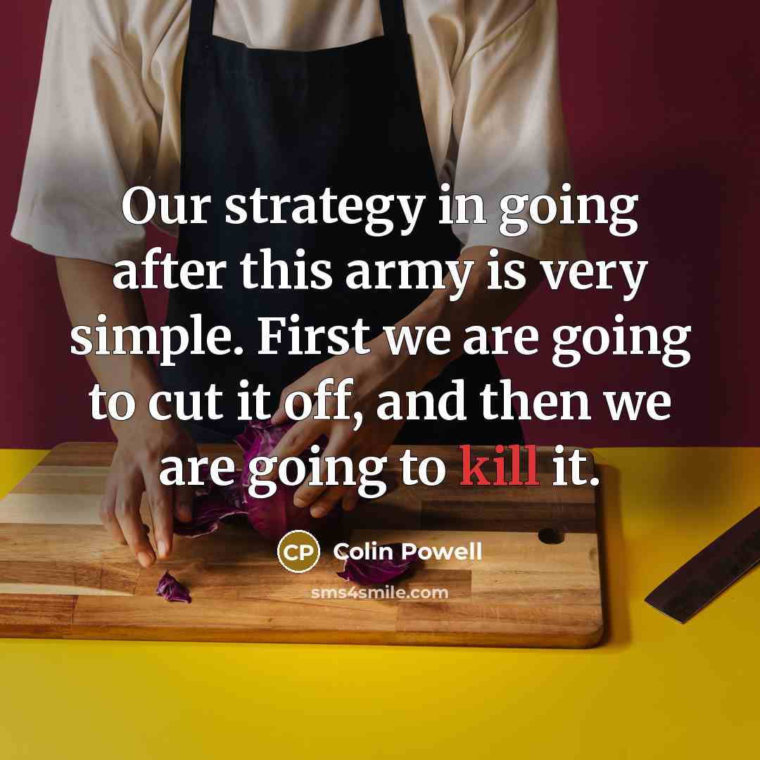 “Our strategy in going after this army is very simple.…” quote by Colin Powell
