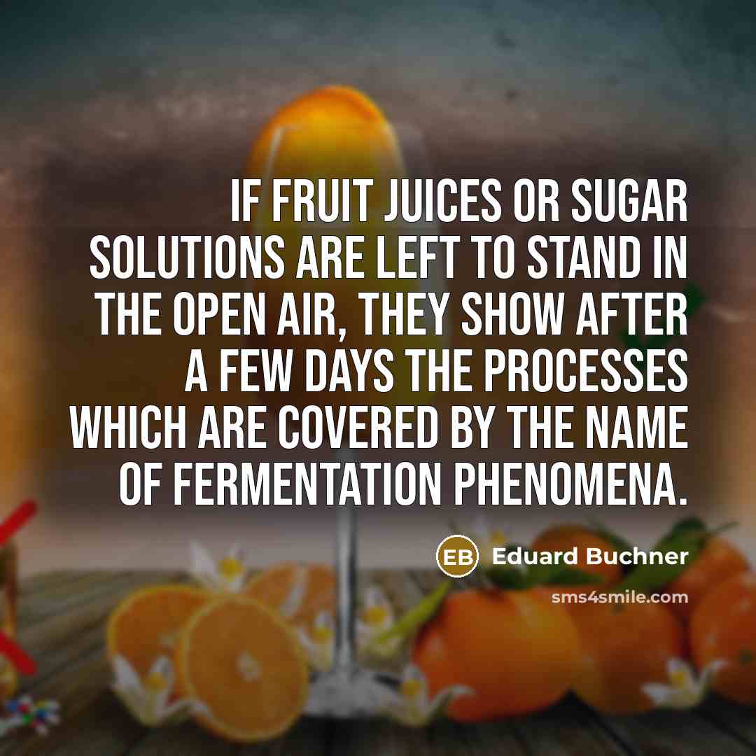 “If fruit juices or sugar solutions are left to stand…” quote by Eduard Buchner