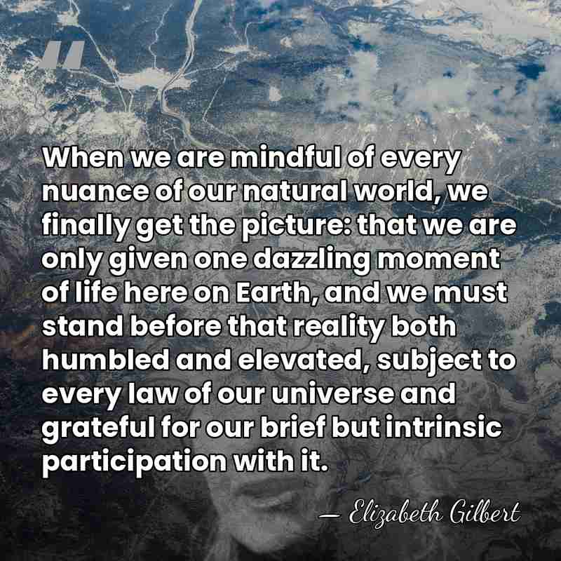 When we are mindful of every nuance of our natural world, we&hellip; - Elizabeth Gilbert
