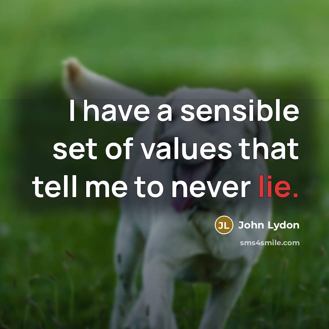 “I have a sensible set of values that tell me…” quote by John Lydon
