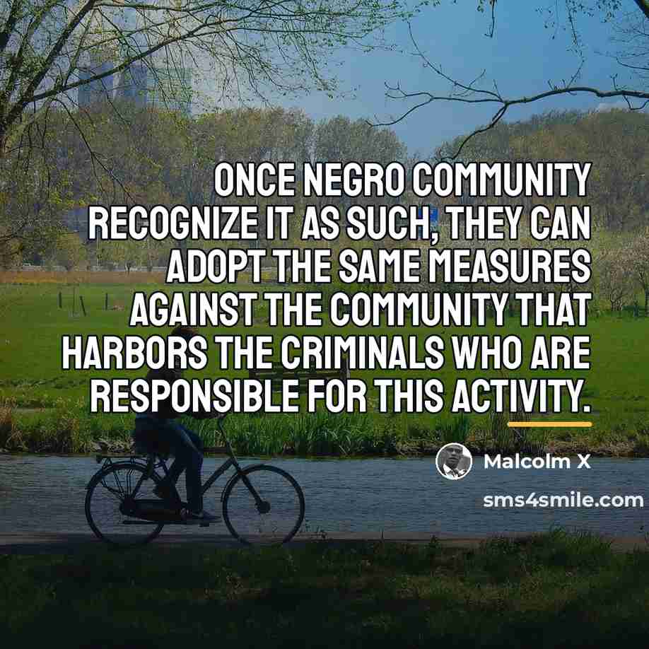 “Once negro community recognize it as such, they can adopt…” quote by Malcolm X