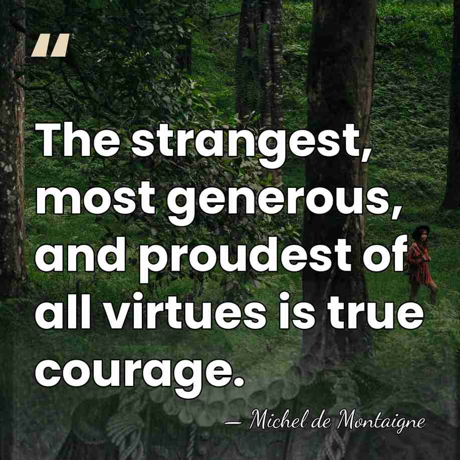 The strangest, most generous, and proudest of all virtues is true courage. - Michel de Montaigne