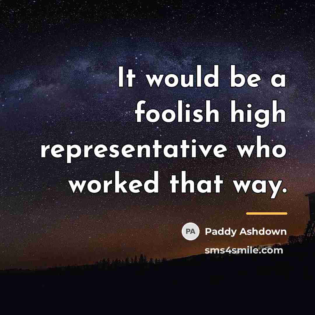 “It would be a foolish high representative who worked that…” quote by Paddy Ashdown