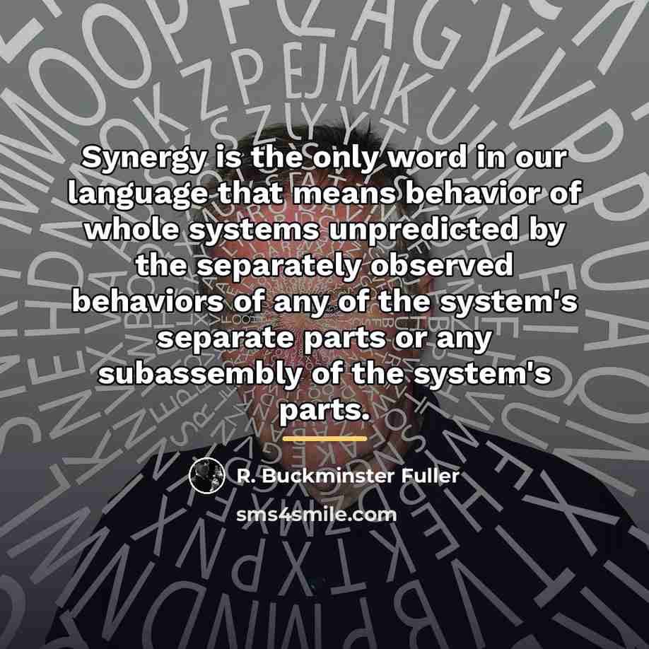 “Synergy is the only word in our language that means…” quote by R. Buckminster Fuller