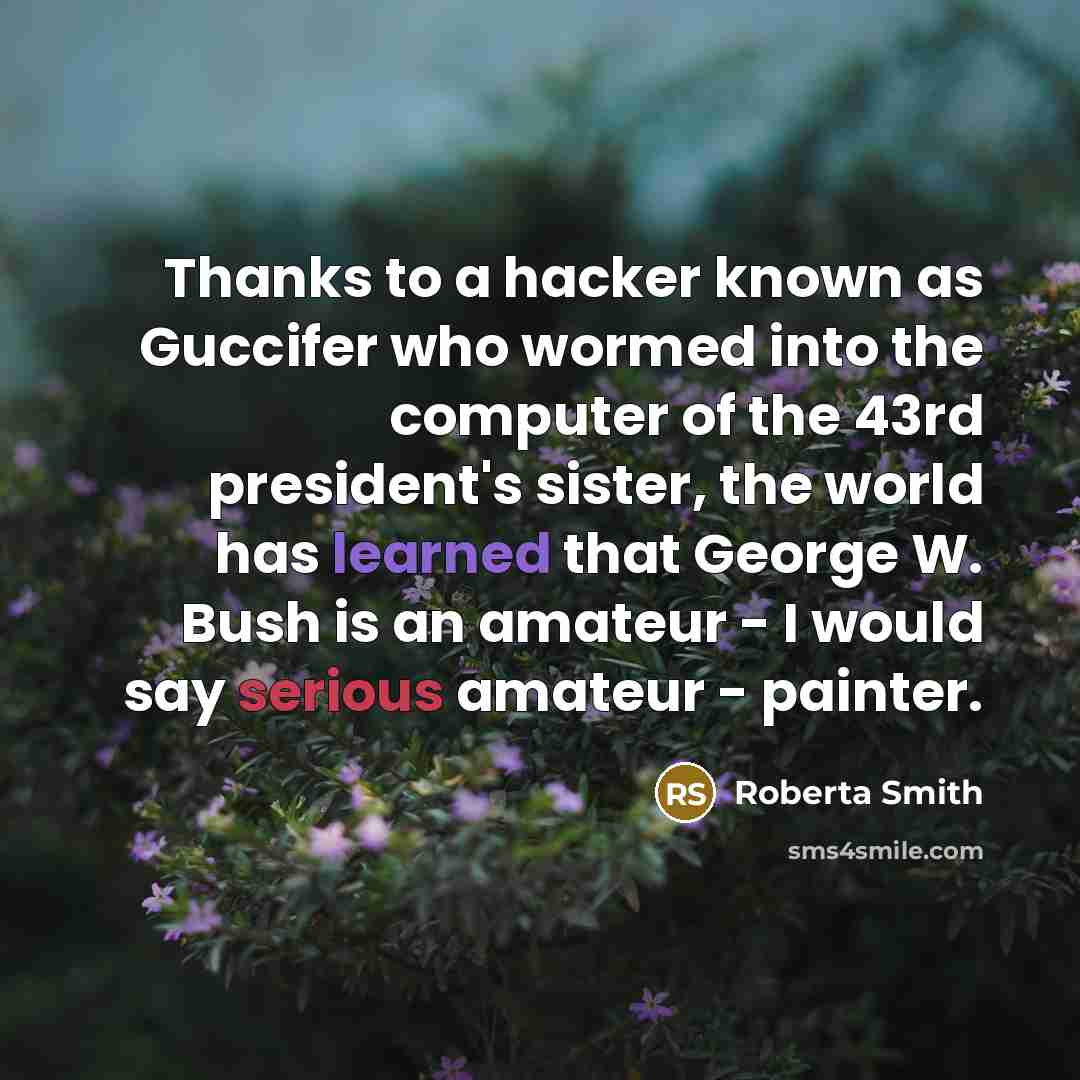 “Thanks to a hacker known as Guccifer who wormed into…” quote by Roberta Smith