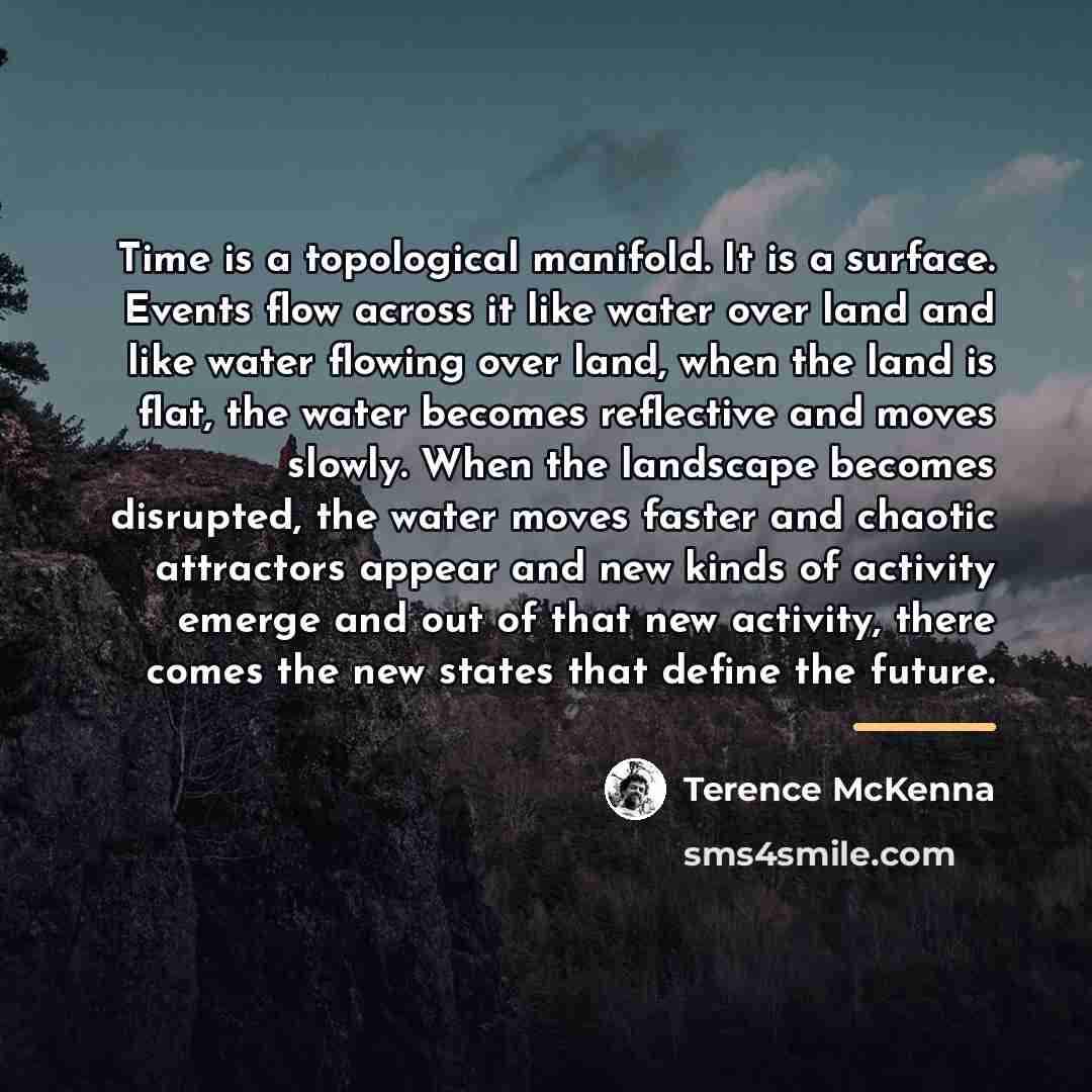 “Time is a topological manifold. It is a surface. Events…” quote by Terence McKenna