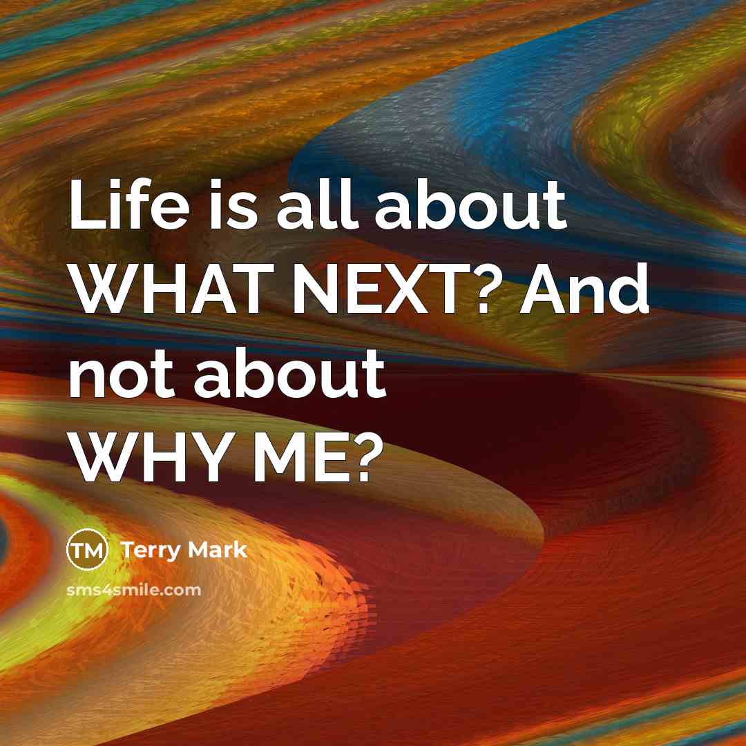 “Life is all about WHAT NEXT? And not about WHY…” quote by Terry Mark