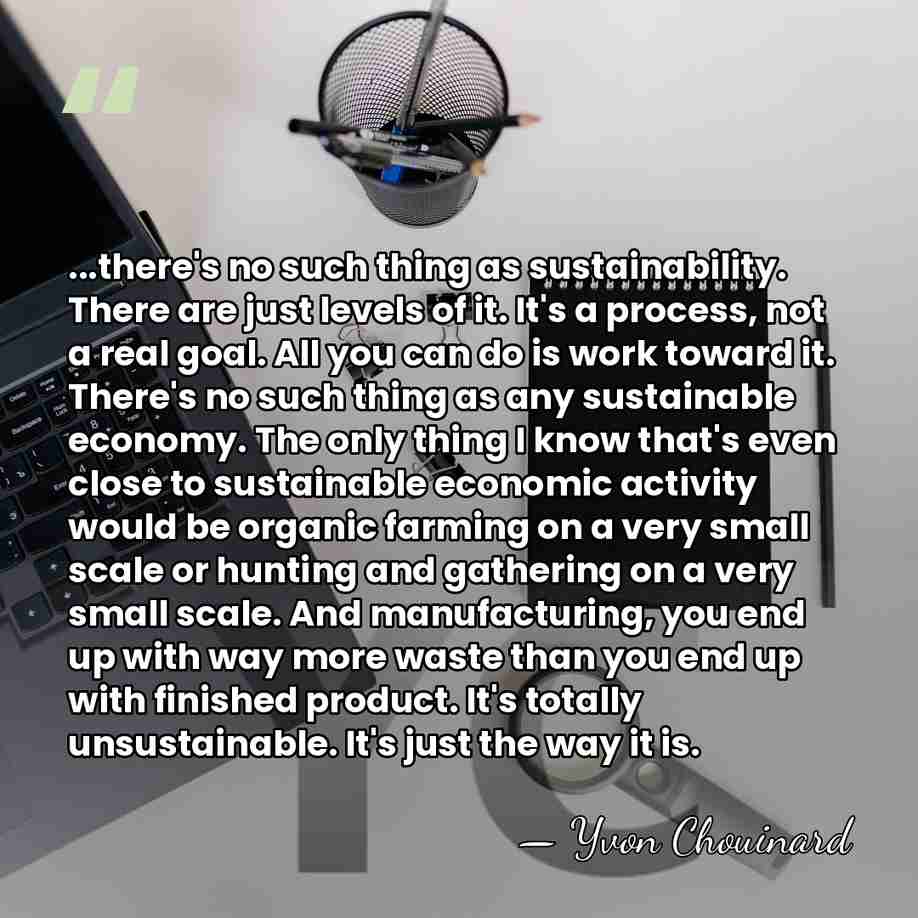 ...there's no such thing as sustainability. There are just levels of it.&hellip; - Yvon Chouinard