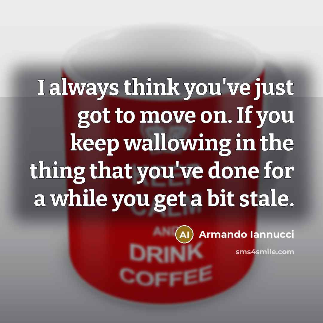 “I always think you've just got to move on. If…” quote by Armando Iannucci