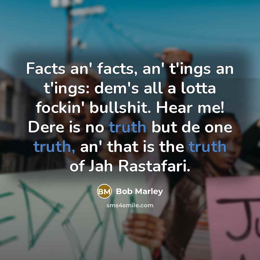 “Facts an' facts, an' t'ings an t'ings: dem's all a…” quote by Bob Marley