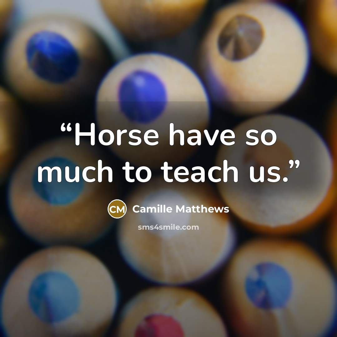 “Horse have so much to teach us.” quote by Camille Matthews