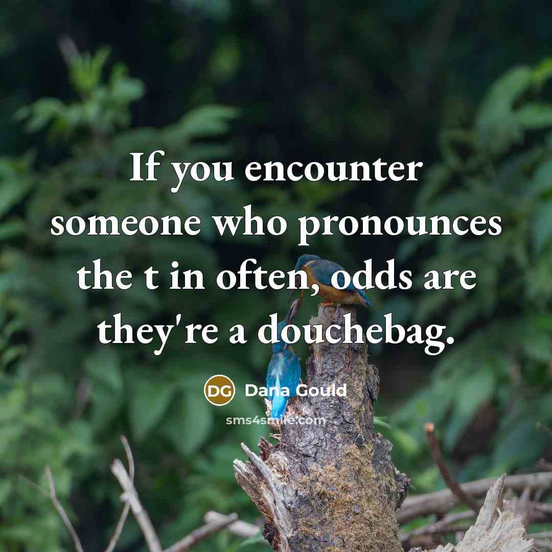 “If you encounter someone who pronounces the t in often,…” quote by Dana Gould