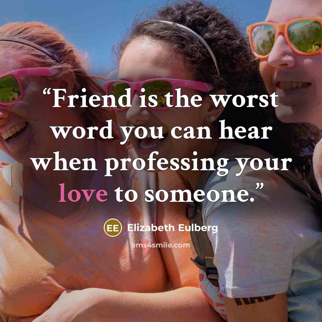 “Friend is the worst word you can hear when professing your love to someone.” quote by Elizabeth Eulberg