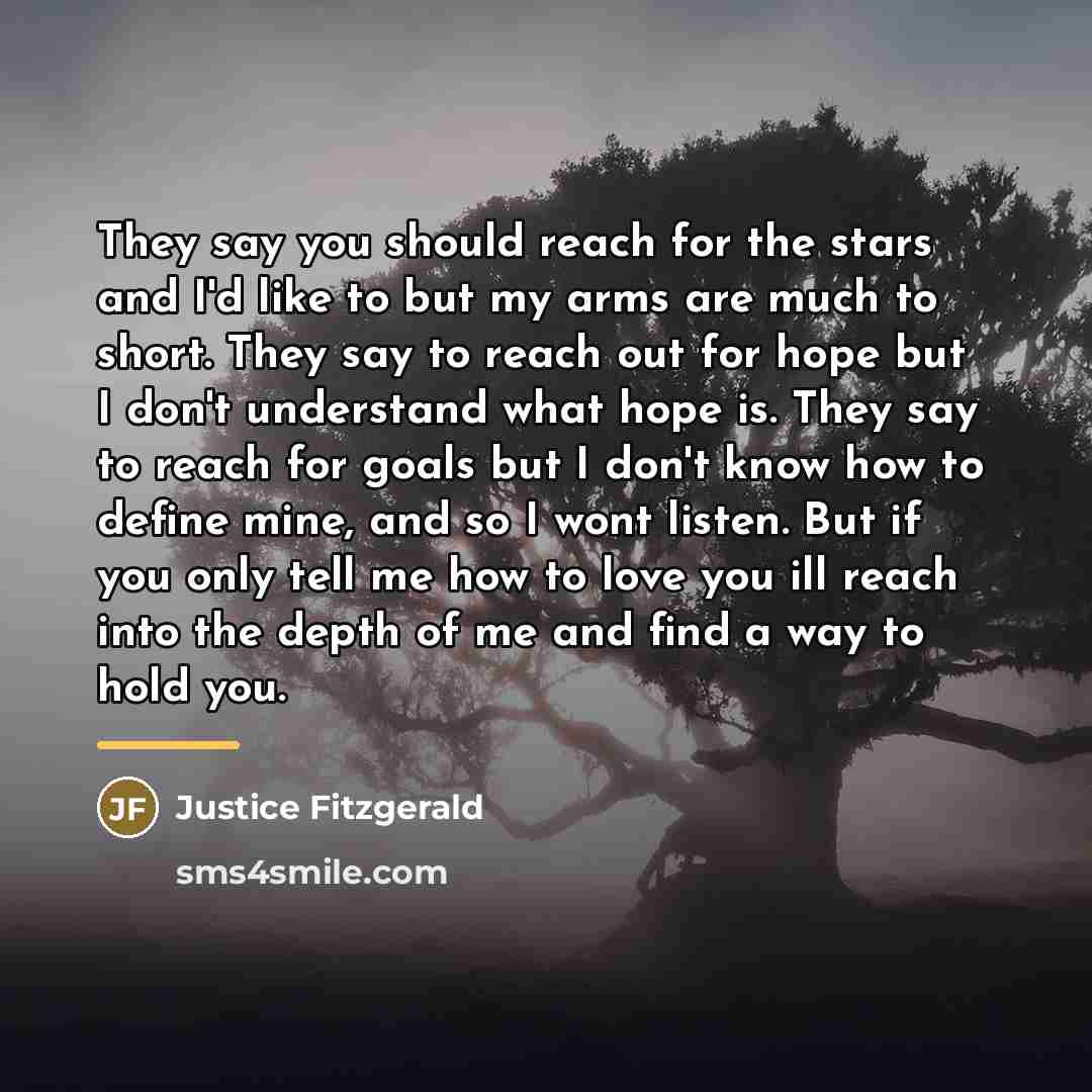 “They say you should reach for the stars and I'd…” quote by Justice Fitzgerald