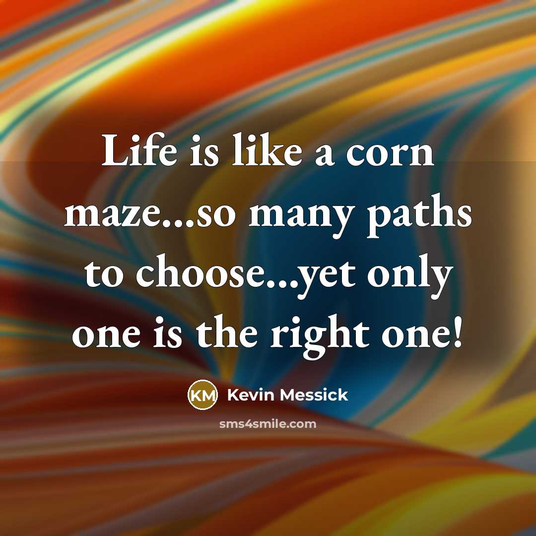 “Life is like a corn maze...so many paths to choose...yet…” quote by Kevin Messick
