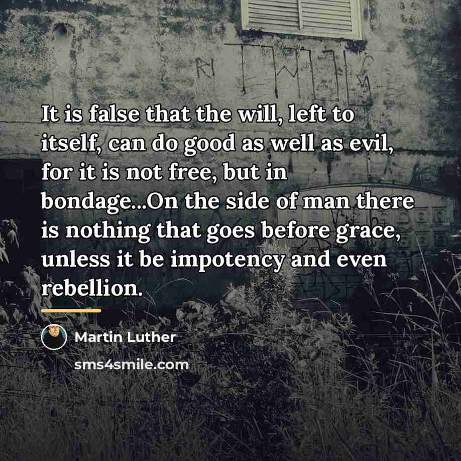 “It is false that the will, left to itself, can…” quote by Martin Luther