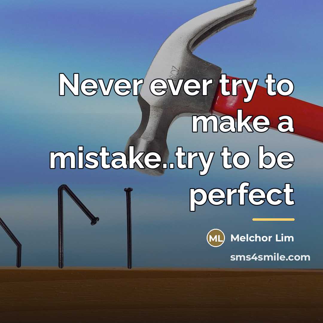 “Never ever try to make a mistake..try to be perfect…” quote by Melchor Lim