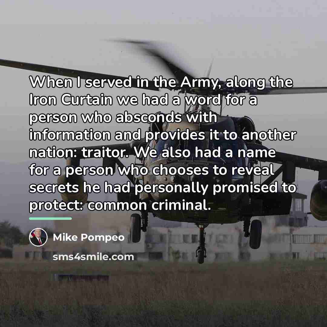 “When I served in the Army, along the Iron Curtain…” quote by Mike Pompeo