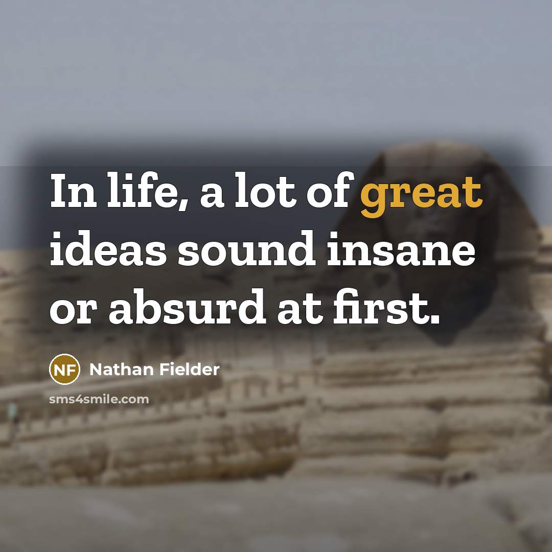 “In life, a lot of great ideas sound insane or…” quote by Nathan Fielder