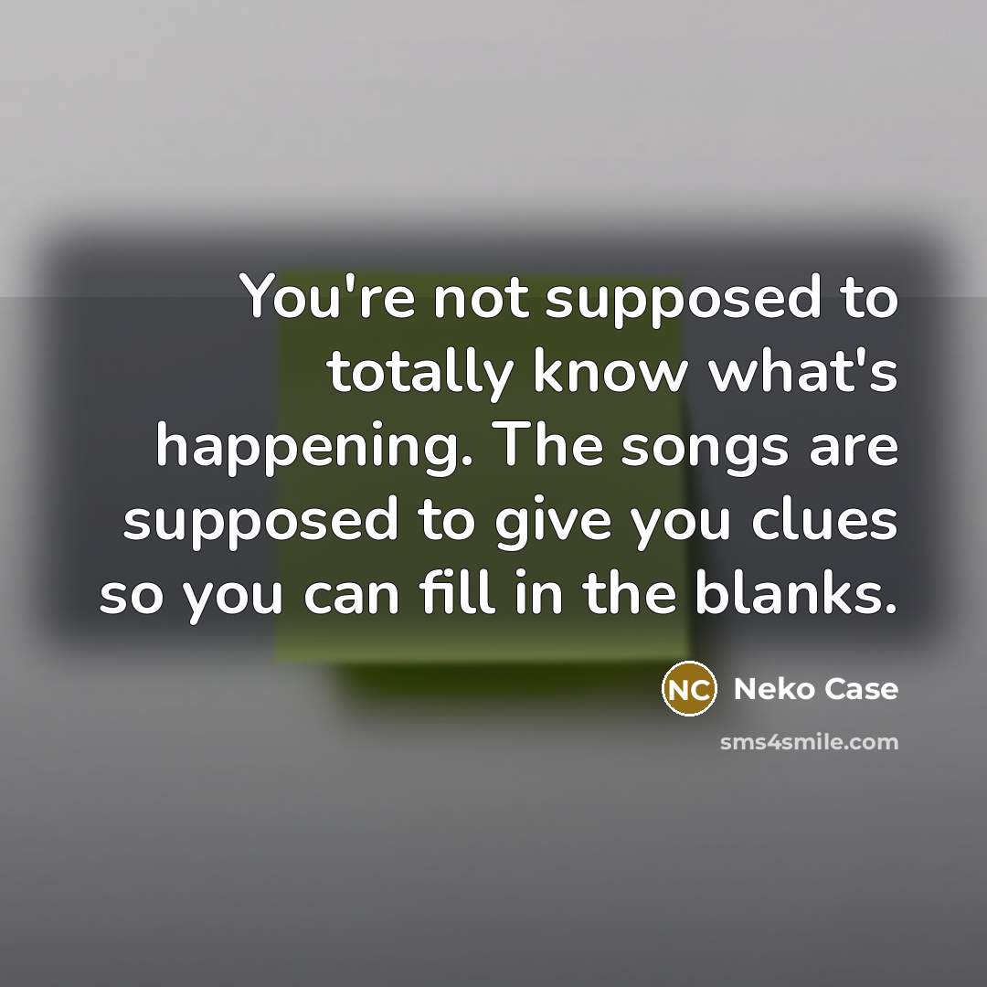 “You're not supposed to totally know what's happening. The songs…” quote by Neko Case