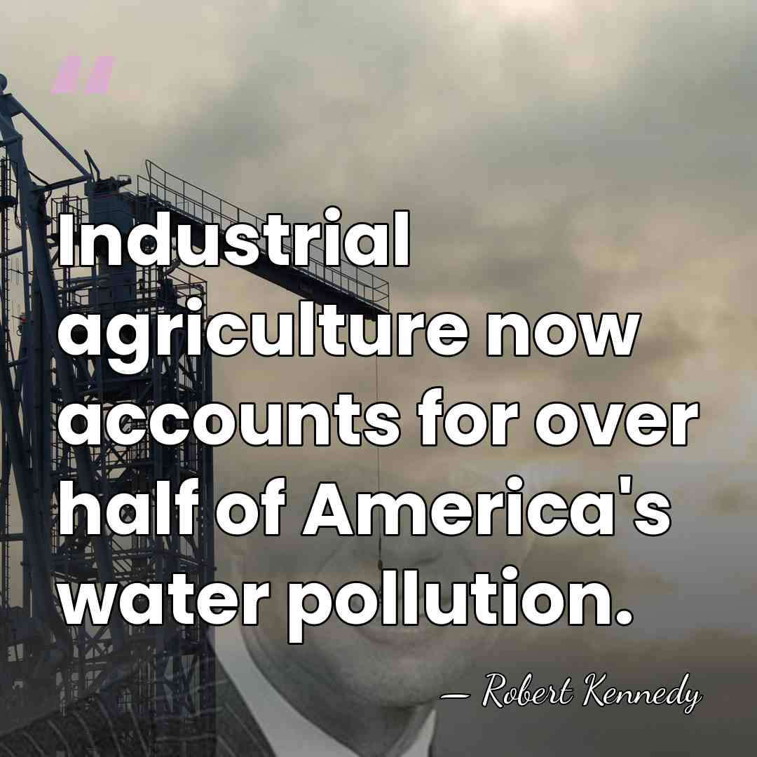 Industrial agriculture now accounts for over half of America's water pollution. - Robert Kennedy