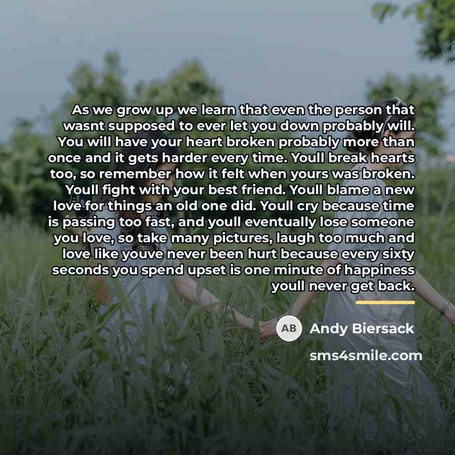 “As we grow up we learn that even the person…” quote by Andy Biersack