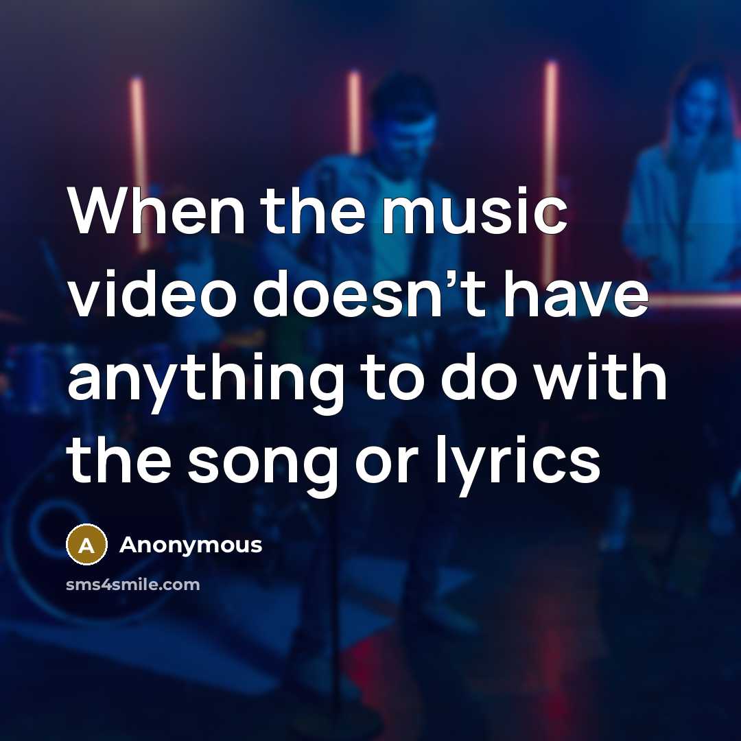 “When the music video doesn't have anything to do with…” quote by Anonymous