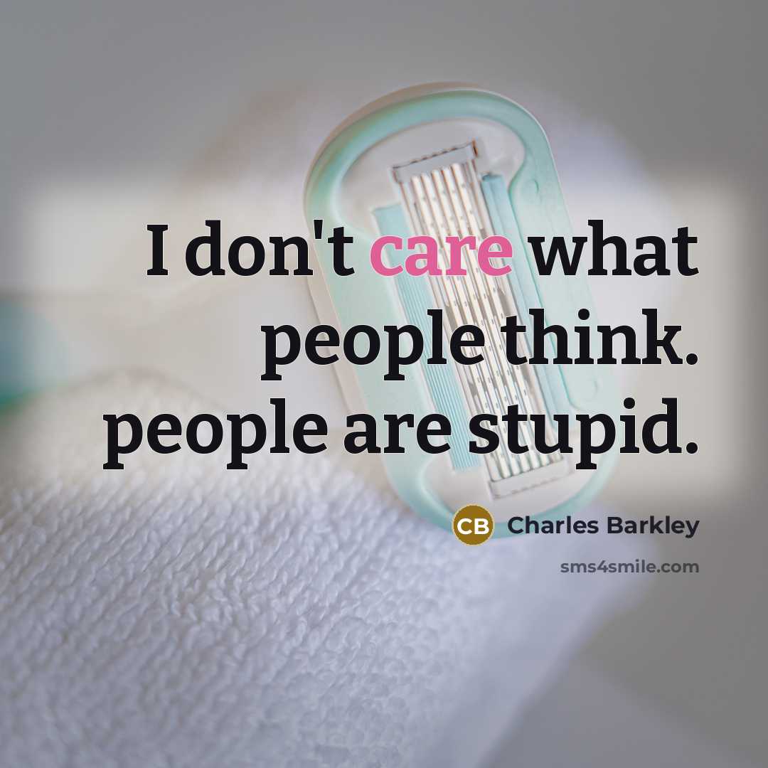 “I don't care what people think. people are stupid.…” quote by Charles Barkley
