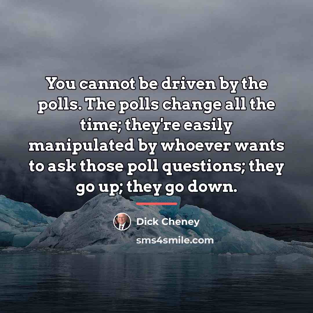 “You cannot be driven by the polls. The polls change…” quote by Dick Cheney